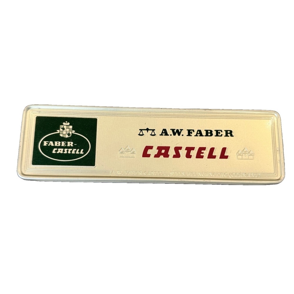 AW Faber Castell 9000 Pencils Tin Set 12 Grade F Vintage NOS Germany Art